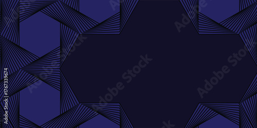 Abstract Dark Blue Hexagonal Fan Lines Pattern Background Vector