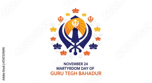 Guru Tegh Bahadur’s Martyrdom Day Poster Vector Illustration
