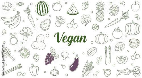 Vegan Food Collection - A Colorful and Diverse Plant-Based Selection.