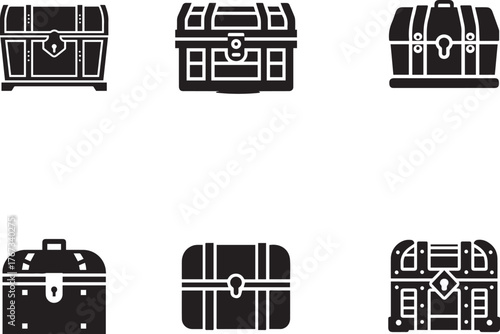 Treasure Chest Vector Icons Set | Pirate Loot, Reward Box, and Adventure Design Symbols