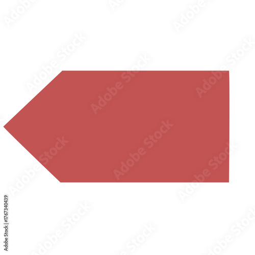 Flat red right arrow 2D vector shape, geometric element for forward navigation, progress, or directional cues in digital interfaces.


