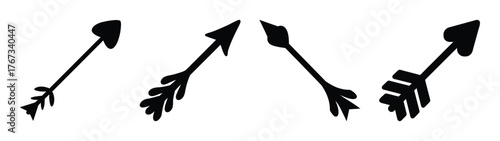 Collection of four decorative boho arrows in black silhouette style