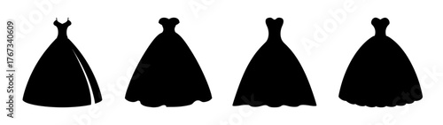 Four black silhouette gowns bridal ball gowns formal wear fashion design