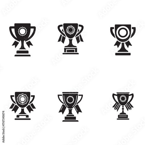 Trophy Cup Vector Icons Set