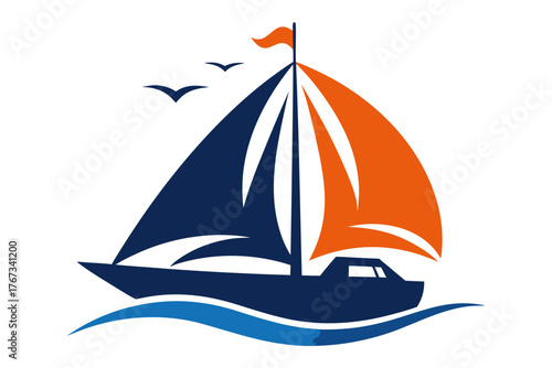 sailing ship on a white background