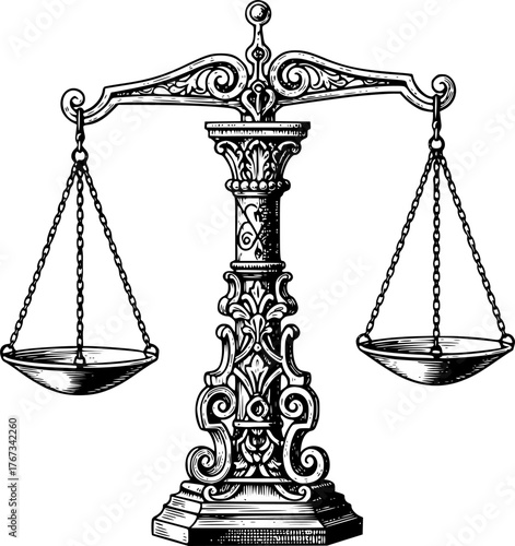 scales of justice, law sketch
