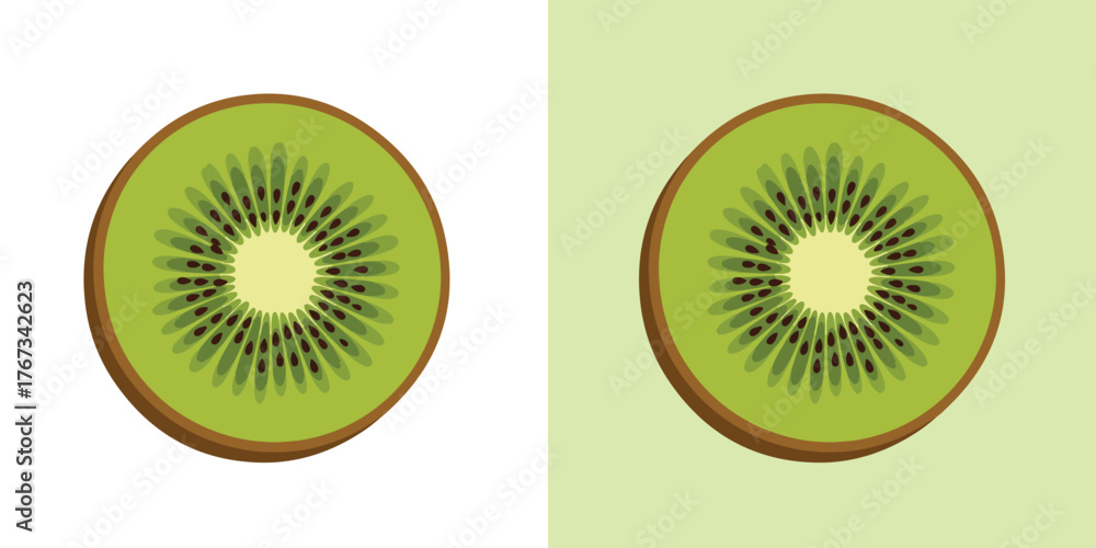 Fototapeta premium Kiwi Fruit Cross-Section Flat Design Icon