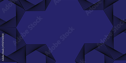 Abstract Dark Blue Hexagonal Fan Lines Pattern Background Vector