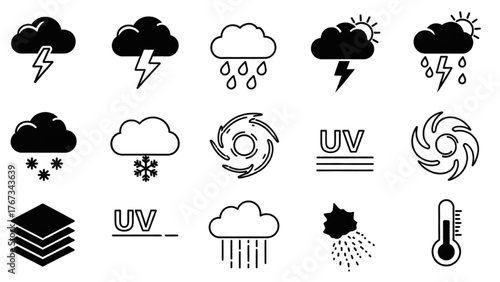 Weather Icons Diverse Symbols for Forecasting and Climate Conditions