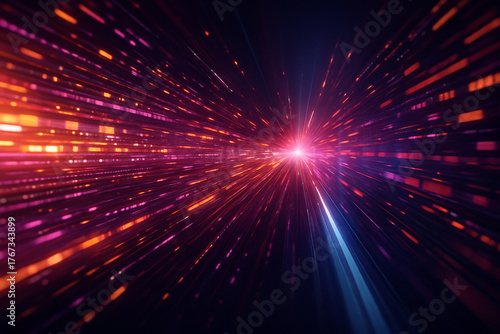 AI generated futuristic cyber abstract image with glowing data streams vibrant energy and high speed technology atmosphere perfect for digital innovation network and metaverse themes