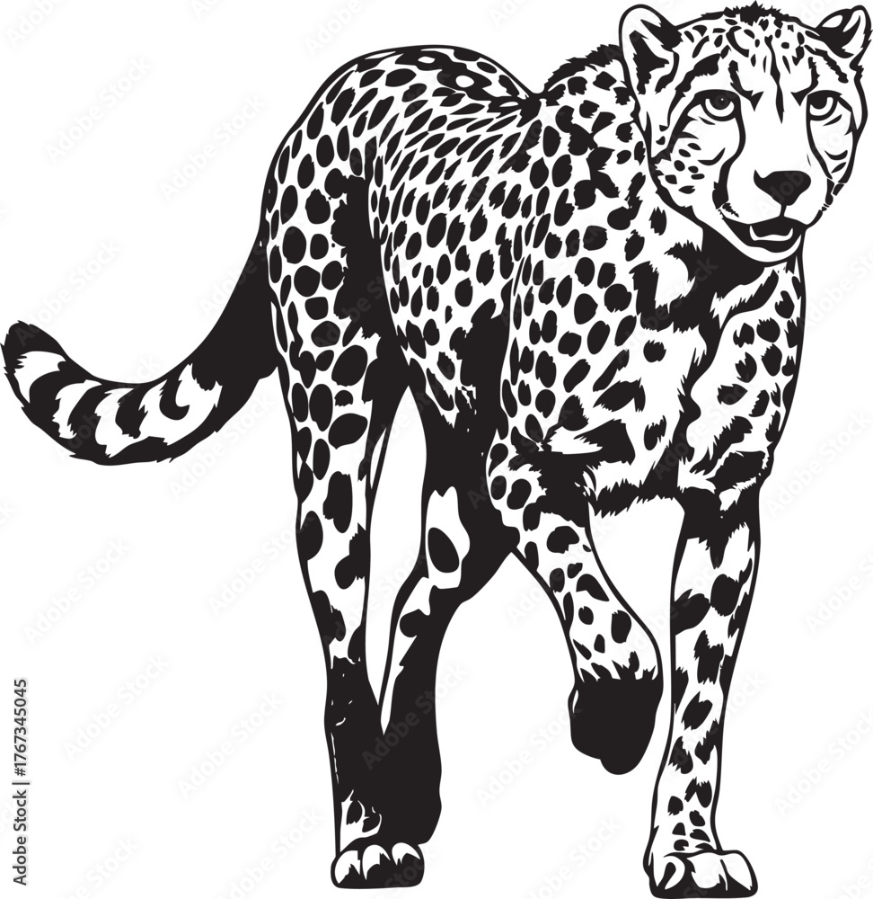 Fototapeta premium Elegant Cheetah in Black and White Silhouette