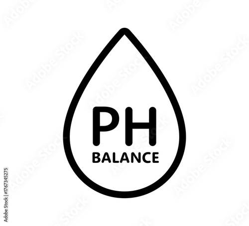 PH balance icon. Neutral water level. Water PH measure. Neutral balance skin. Drop line icon. Healthcare design web symbol. Vector illustration isolated on white background.