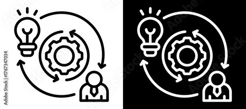 Process Improvement Icon Set In Black And White Filled Style Collection