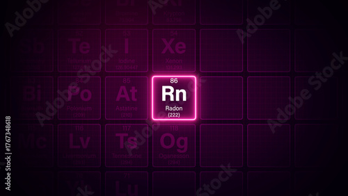 Modern periodic table element Radon illustration