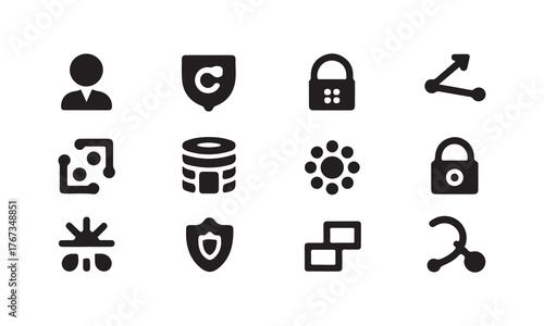 Collection of business and environment icons isolated on white background