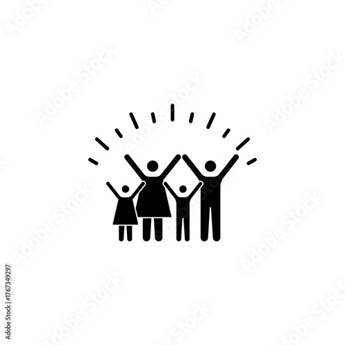 Group happy people icons. Joy expression feeling symbol, party friends sign, happy work friends, vector illustration