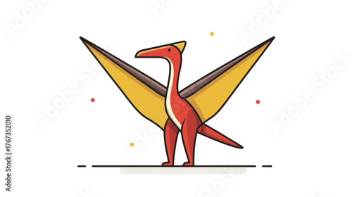 A stylized red and yellow Pterodactyl icon in digital art