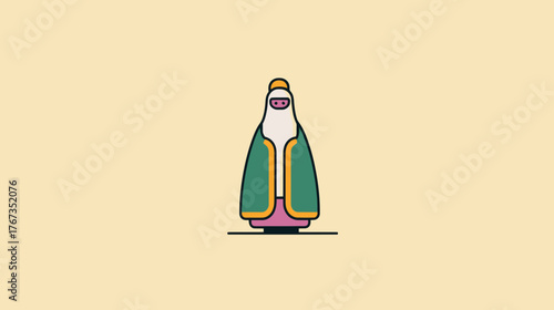 Minimalist icon of a Muslim pilgrim in traditional attire