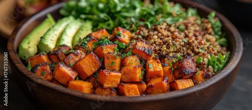 Wallpaper Mural Roasted sweet potato, quinoa, avocado, and greens bowl. Torontodigital.ca