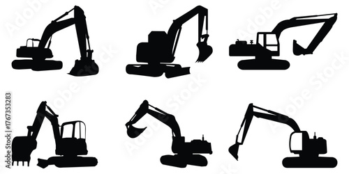 excavator silhouette set
