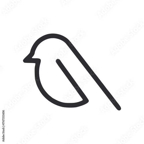 Minimalist line drawing of a stylized bird facing left with a simple beak and body. line icon editable stroke