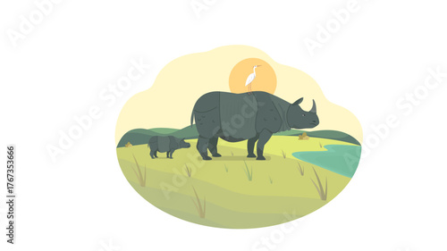 One horned Rhino Assam ASIA