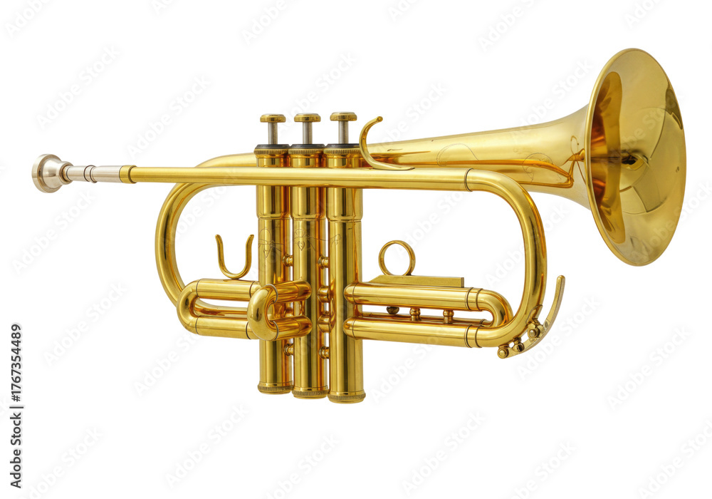 Obraz premium Golden trumpet transparent background cutout png