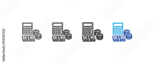 calculation icons with lines of different thickness and color on a white background