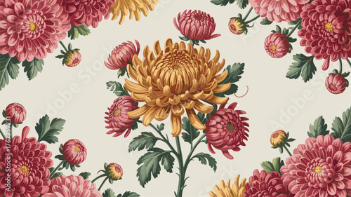 Chrysanthemum Flower Floral Arrangement Illustration