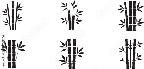 Bamboo stalks with leaves isolated on vector, illustration