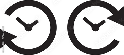 a counterclockwise arrow represents reversing time, going back, or undoing actions. It symbolizes reflection, history, and the cyclical nature of time, vector, illustration