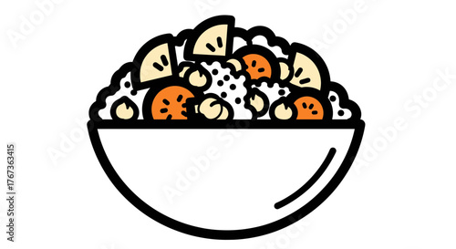 Delicious and healthy breakfast bowl with fresh fruits and oats.