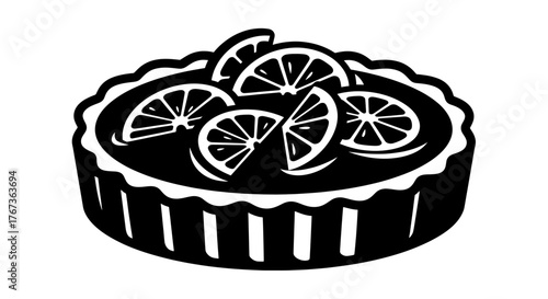 Delicious lemon tart with fresh citrus slices a sweet dessert.