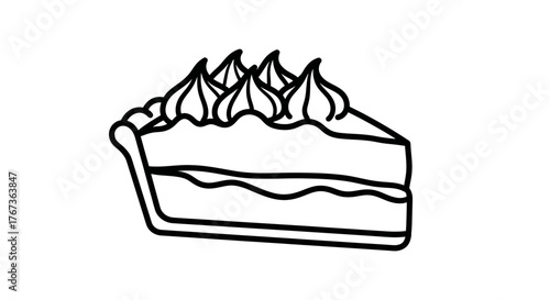 Delicious slice of pie with meringue topping a sweet dessert.