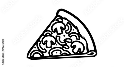 Pizza slice with mushrooms and cheese a delicious and tasty food.