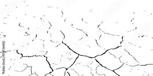 Cracked dry earth texture symbolizing drought and desertification. High-contrast black and white cracked soil background perfect for climate change, environmental awareness, and texture design project