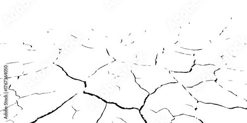 Cracked dry earth texture symbolizing drought and desertification. High-contrast black and white cracked soil background perfect for climate change, environmental awareness, and texture design project