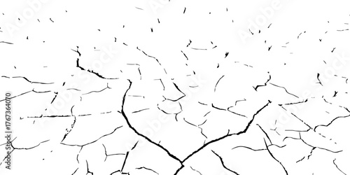 Cracked dry earth texture symbolizing drought and desertification. High-contrast black and white cracked soil background perfect for climate change, environmental awareness, and texture design project