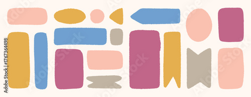 Colorful torn edge label shapes for text background, creative note elements in flat style