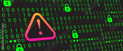 Cyber Security Alert  Binary Data Breach 0, 1 Background