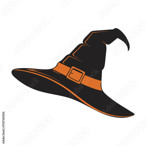 Floating Witch Hat with Magical Swirls – Halloween Vector Illustration