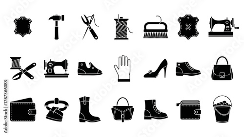 Collection of shoe and leather crafting tools and accessories