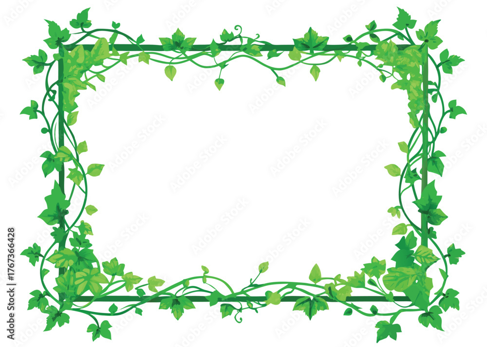 Fototapeta premium Decorative green ivy vine border vector illustration scalable eps format for elegant design silhouette