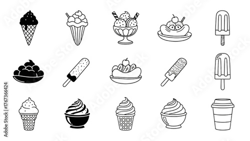 Delicious Ice Cream Cones and Desserts A Collection of Sweet Treats and Designs