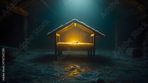 Peaceful nativity scene with glowing manger and soft divine light, symbolizing hope, faith, and the true meaning of Christmas.