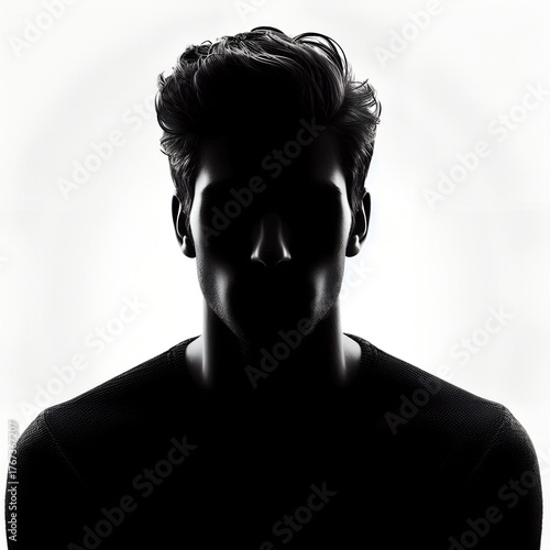 Stylish Man Silhouette Face PNG Cutout, Stylish Male Silhouette PNG Portrait in Black and White.