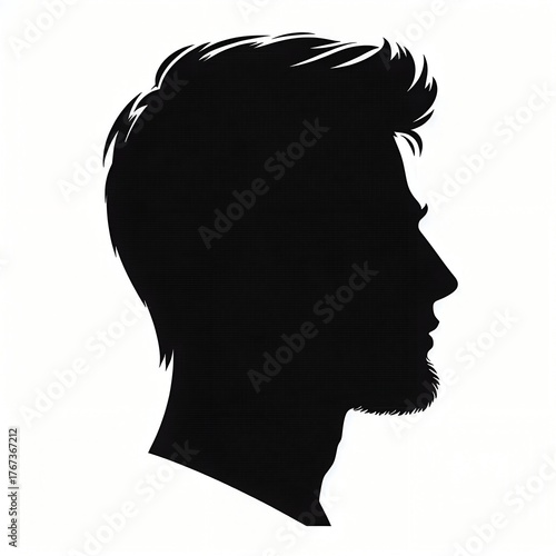 Stylish Man Silhouette Face PNG Cutout, Stylish Male Silhouette PNG Portrait in Black and White.