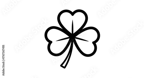 A simple outline of a three-leaf clover symbol on a white background