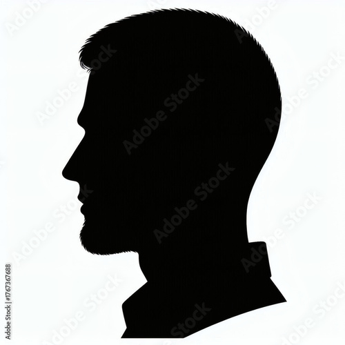 Stylish Man Silhouette Face PNG Cutout, Stylish Male Silhouette PNG Portrait in Black and White.