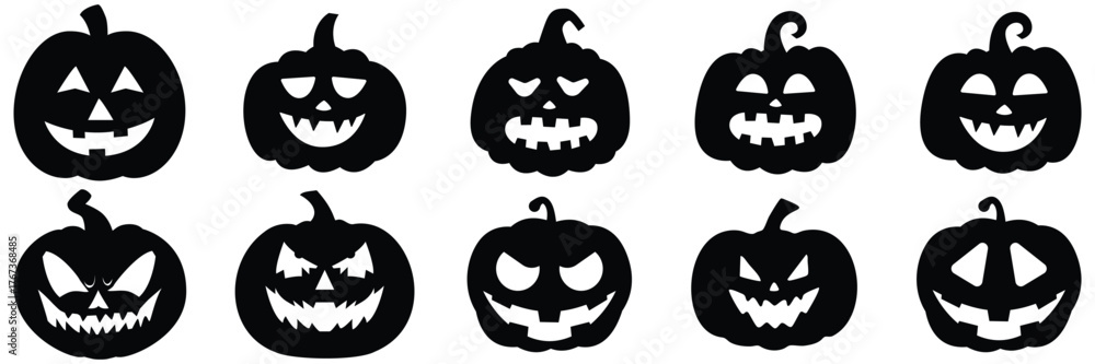 Fototapeta premium Halloween pumpkin silhouette set